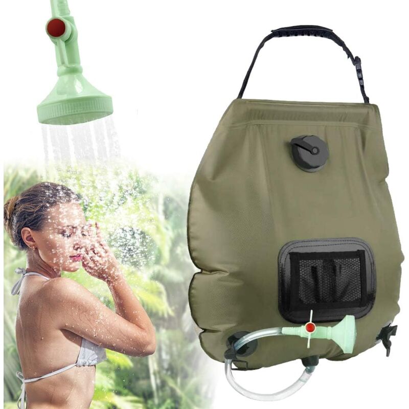 Image of 20L Solar Shower Bag, Camping Solar Shower Bag,Outdoor with Flexible Switchable Shower Head Hose