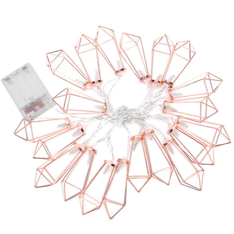 20LED Rose Gold Geometric Shaped String Lights for Indoor Wedding Party Bedroom Christmas