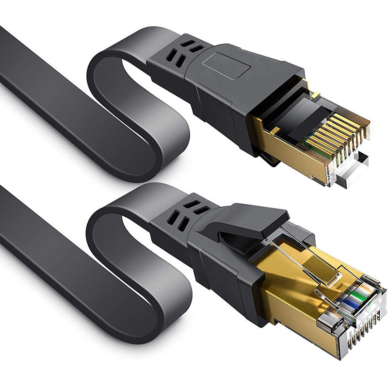 Ouylaf - 20M Câble Ethernet Cat 8 Câble Réseau lan Gigabit RJ45 Plat Haute Vitesse, Cordon de Brassage Internet 40Gbps 2000MHz pour
