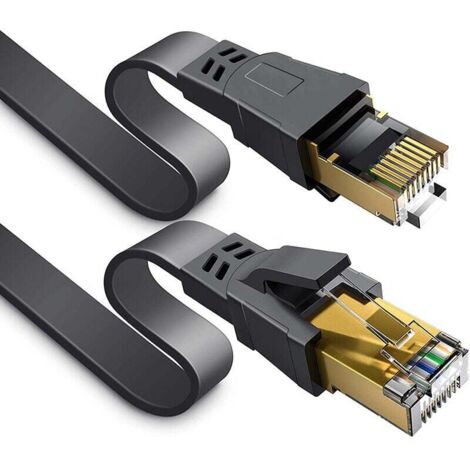 20m Cat-8 Ethernet Cable, High Speed Gigabit Flat Cable (RJ45), 40Gbit/s, 2000MHz, Internet Patch Cable for Switch, Router, Modem, Patch Panel and PC