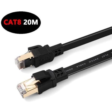 20M Cat 8 Plat Câble Ethernet RJ45 Câble 40Gbps 2000MHz Compatible Routeur Switch Modem Décodeur TV Box Internet PS5 Xbox PC
