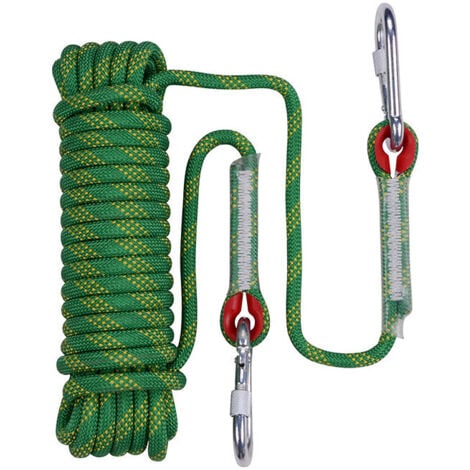 20M Corde De Sécurité d'escalade Extérieure Anti-déchirures Alpinisme Sauvetage Corde,12mm de diamètre Corde pour Le Randonnée Vert