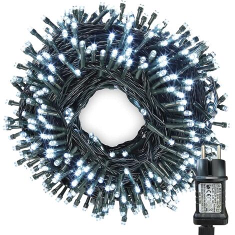 20M Guirlandes Lumineuses de Noël 200 LED Lumières de Sapin de Noël, Guirlandes Lumineuses Blanches Lumières de Noël Extérieures/intérieures idéales pour Sapin de Noël, Balcon (Câble Vert)