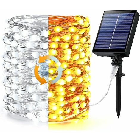 20M Luces de cadena solares para exteriores, BrizLabs 200 LED Luces de hadas para exteriores Cuentas 3 veces más grandes Impermeables 8 modos Decoración de alambre de cobre Luz thsin