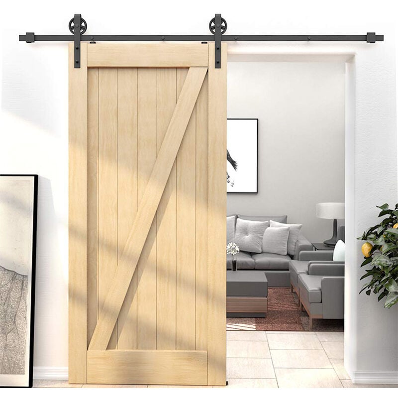 2,0M Rail Porte Coulissante Industriel Quincailleri Kit de Rail pour Porte Coulissante ( Porte non Inclus)