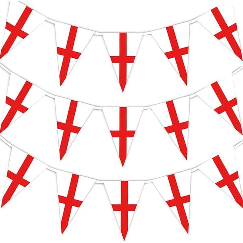 20m/66ft St Georges England Bunting 40 Triangle Flags St Georges