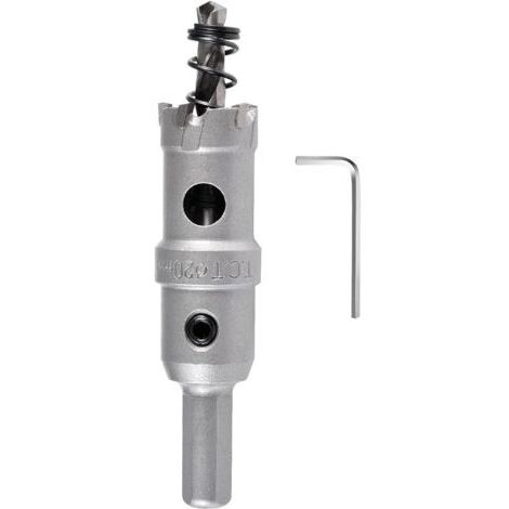 20mm Foret de scie cloche en carbure, Coupe-trou en carbure de tungstène, coupe-trou industriel pour l'acier inoxydable, le métal, le fer, l'alliage, le cuivre, le bois et les plastiques