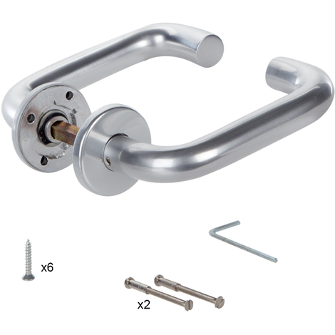 20mm Hafele Lever Safety Round Rose Aluminium Door Handles Plain Aluminium