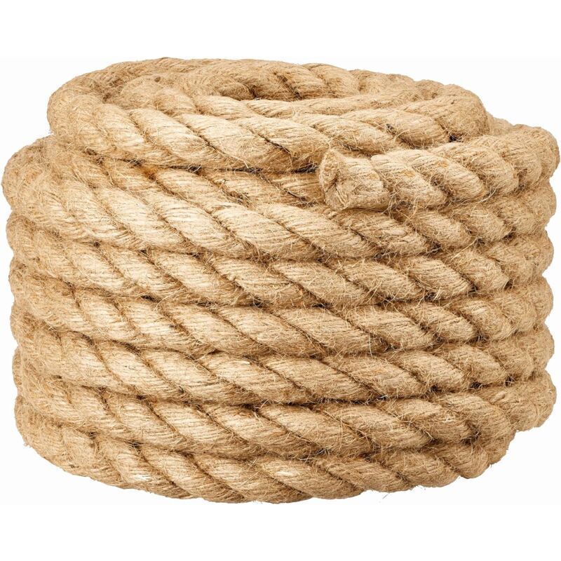 20mm x 10m Jute Rope – Wear-resistant – High water absorption – For climbing, interior decoration and lifting – 20mm x 10m