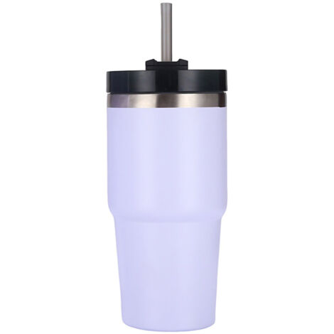20oz Edelstahl-Isolierbecher mit Strohhalm, glänzend und poliert, hält Getränke heiß und kalt, perfekt fürs Auto
