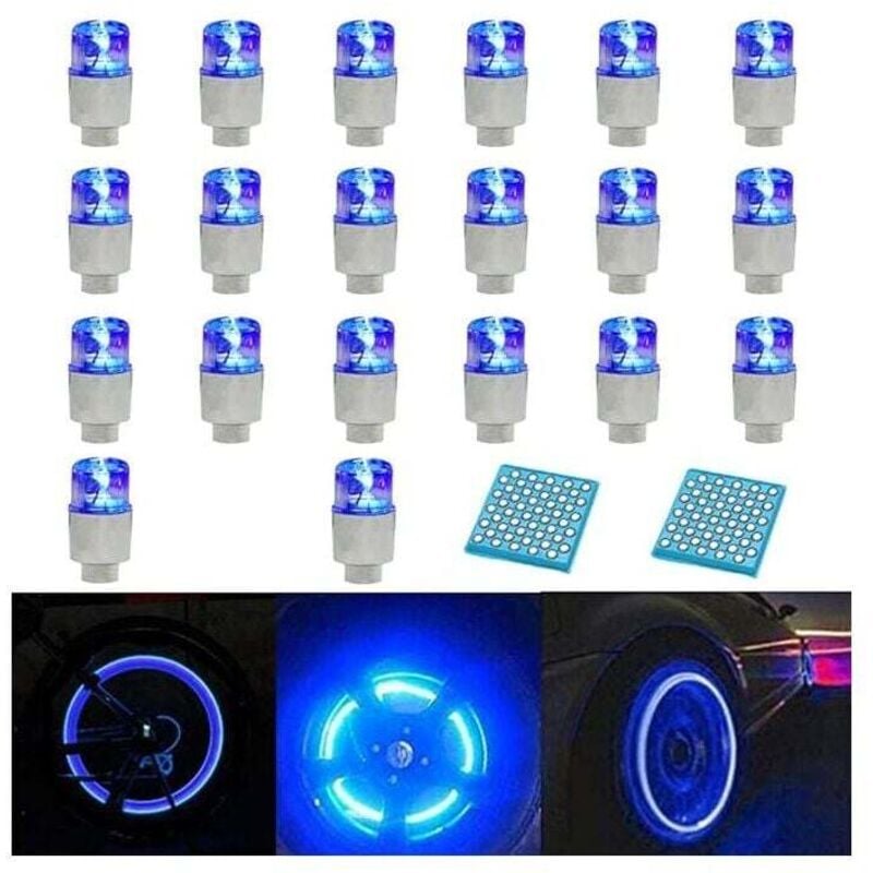 Image of 20PC Radventillicht, LED-Blitzlicht für Radreifenventilkappen für Motorrad, Auto, Fahrrad