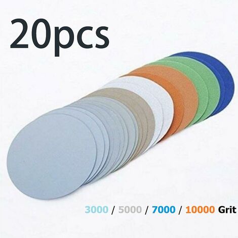20pcs 125 mm / 5 pouces disques abrasifs en carbure de silicone 3000 5000 7000 10000 grain polissage automobile métaux meubles papiers de sable thsinde