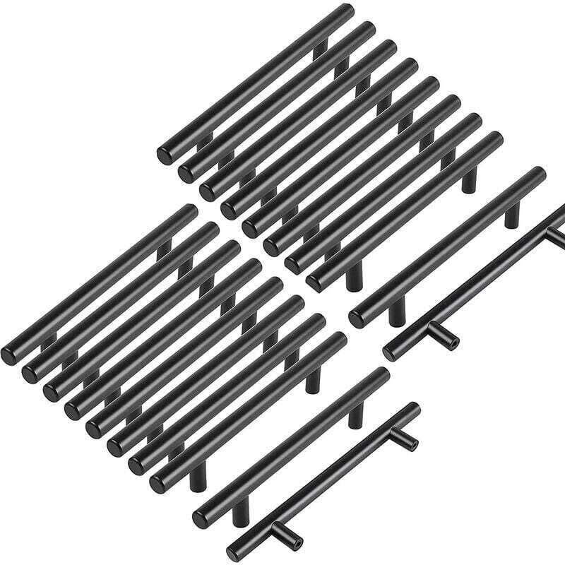 20pcs 128 mm Acier Inoxydable T Barre Noir Cuisine Poignée barre de porte d'Armoire avec Vis LAOA