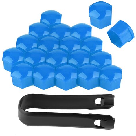 20pcs 17mm écrou roue de voiture Auto moyeu protection anti-vol couvercle capuchon bleu