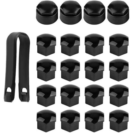 20pcs 17mm High Quality Bolt Nut Covers(4pcs Locking Cap+16pcs Normal Cap), Hexagonal Protection Caps for Wheel Nuts, with Removal Tool (Black)