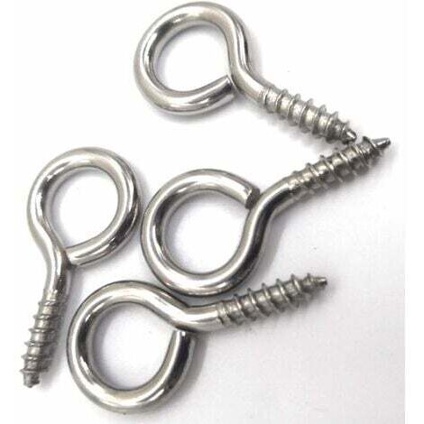 20pcs 22mm petite vis à œil crochets vis à œillet auto-taraudeuses pour le bois, bouteilles supérieures en liège, bijoux de bricolage, acier au carbone avec nickelé-plaqué