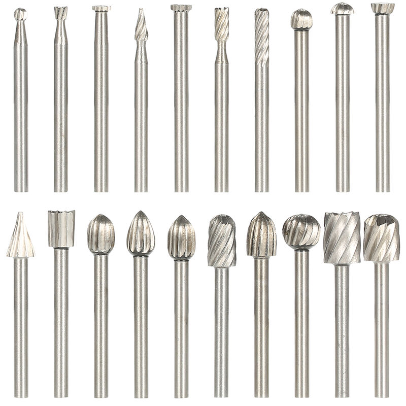 

20PCS 3mm Shank HSS CNC Rotary Burrs Set Tools, para taladrar carpinteria accesorios de molienda electrica