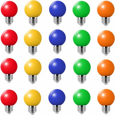 20PCS 3W E27 Farbbirne, einfarbige LED-Birne, 100LM Weihnachtslampe 220V Party kleine Farbblase, 180° LED-Birne (4 pro Farbe)