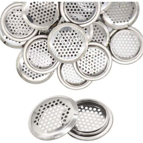 20pcs 53mm Silver Stainless Steel Round Air Vent Grille for Kitchen Bathroom Wardrobe Bookcase Shoe Cabinet MUMU