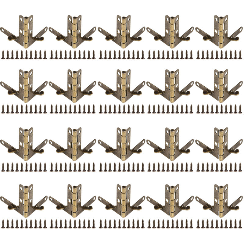 20pcs 90° Charnière à ressort de support d'angle pour petite boîte à bijoux, boîte à vin, boîte à montres, couvercle en bois (Bronze)