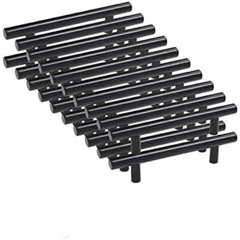 20pcs 96mm Acier Inoxydable T Barre Noir Cusine Poignée barre de porte d'Armoire avec Vis