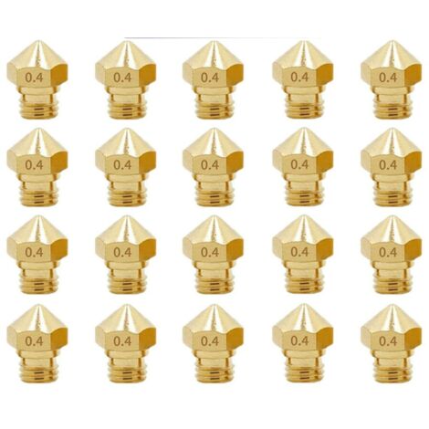 20pcs Accessoires pour imprimante 3D 20pcs, consommables pour buse filetée M7 1,75 mm, buse en laiton MK10 0,4 mm