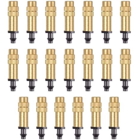 20pcs Adjustable Spray Nozzles Brass Irrigation Sprinklers Atomizer Nozzle Drip Irrigation Brass Nozzle for Greenhouse/Garden/Lawn Watering MUMU