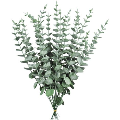 20pcs Artificial Eucalyptus Branches Fake Eucalyptus Leaves Simulation Green Eucalyptus Leaves Branches for Wedding Home Kitchen Office (20 pcs Artificial Eucalyptus)