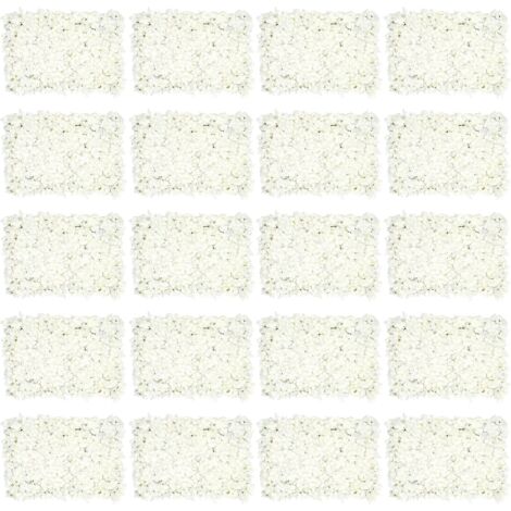 20Pcs Artificial Flower Wall Panel 16 «x 24» Silk Flower Wall Decoration Faux Floral Panels for Decoration Birthday Wedding Party White Backdrop