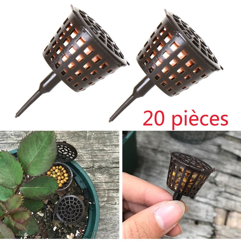 20PCS Boîte d'engrais pour bonsaï Mini panier de plantation automatique Contenant de fertilisation à libération lente avec couvercle,4x3cm