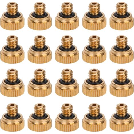 20pcs Buses de Brumisation en Laiton, Filetées pour Tube 1/4 Système Refroidissement Extérieur Humidification l'Aménagement Paysager Serre -
