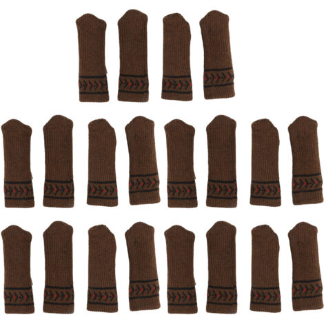 20Pcs Chair Leg Protector Table Furniture Cap Covers Prevent Scratches Noise Free Thickened Knitted Floor Pad Set Brown