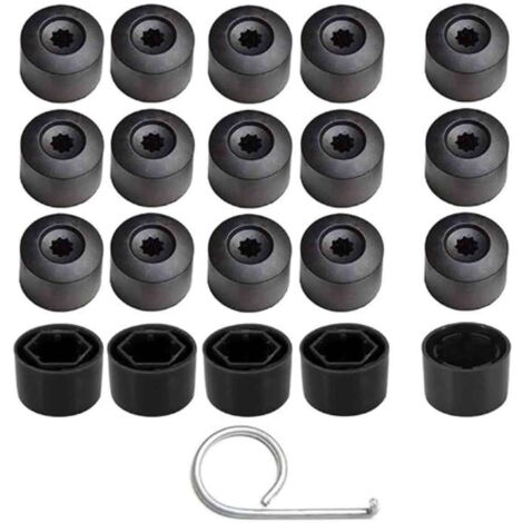20pcs Couvre-Boulons de Capuchon d'écrou de Roue 17mm Couvre-écrous de Pneu Hexagonaux (4pcs Capuchon de Boulon de Verrouillage Antivol+16pcs Capuchon Normal) avec Outil de Retrait