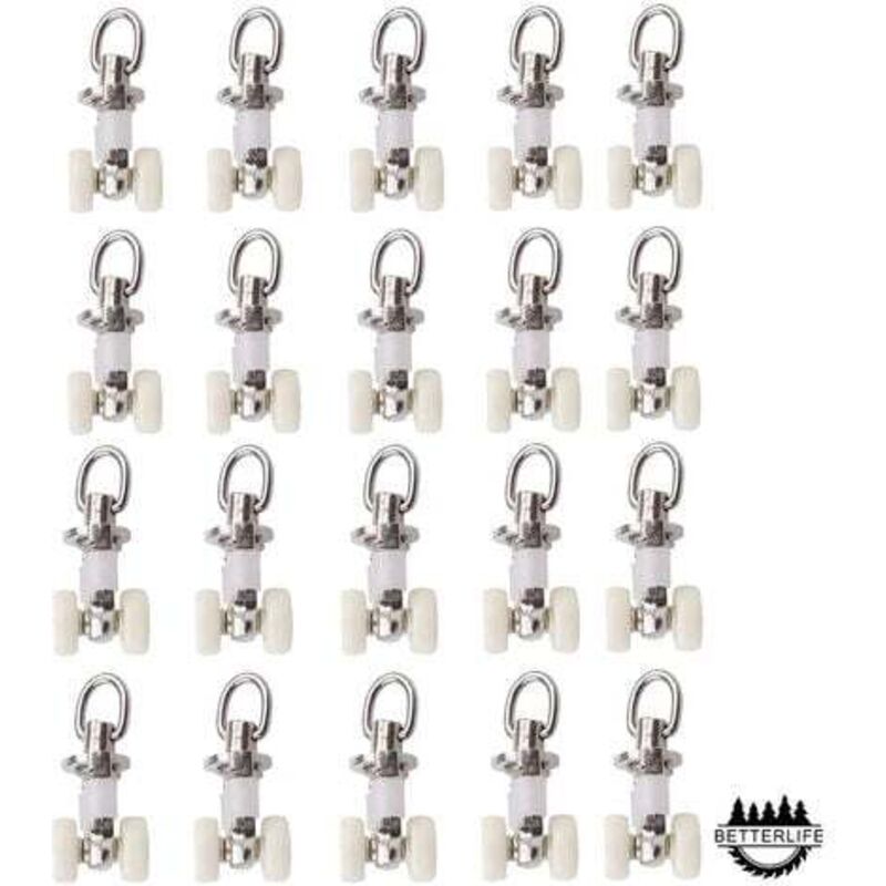 Lling - 20pcs Curtain Track Glider Rail Rollers Plastic Twin Rollers Aluminum Alloy