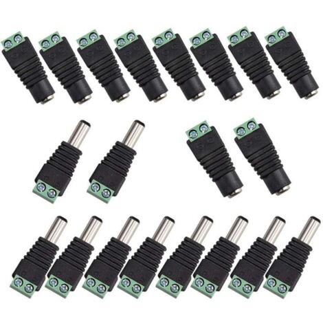 20Pcs DC d'alimentation Connecteur Mâle/Femelle 2,1 x 5,5 mm Fiche 12V Prise Jack Adaptateurs, pour Prise pour caméra de DVR Système de sécurité lumière LED