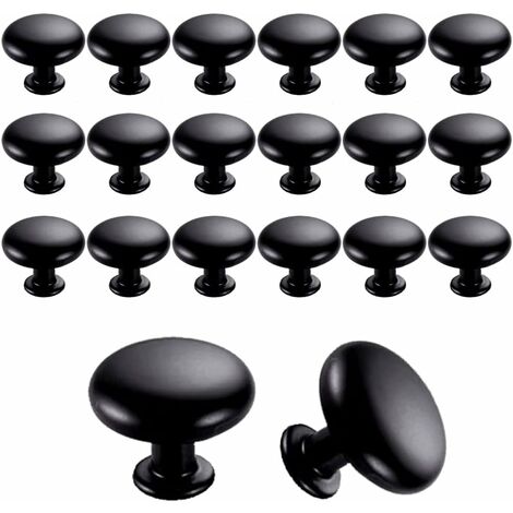 20PCS Door Knobs Drawer Knobs 30mm Vintage Handles Furniture Cabinet Knobs for Kitchen Cupboards (Black)