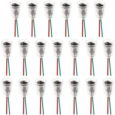 20PCS Douilles E10 Lampe Base E10 LED Lampe Support pour ampoules LED E10 avec câble, pour expériences, circuits électriques, tests