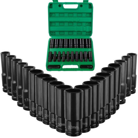 20pcs Electrophoretic black electric wrench socket set electric hex wrench socket kit for maintenance