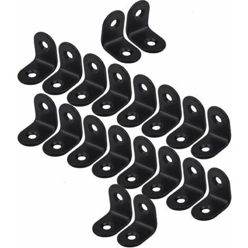 Lablanc - 20Pcs Équerre de Fixation Inox, 20x20mm Équerre de Fixation 90 Degrés, Équerre de Fixationà Angle Droit, Armoire, Chaise, Table,Noir