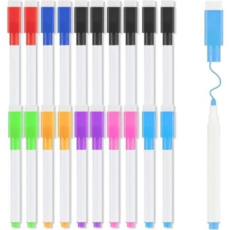20PCS Feutre Tableau Blanc Effacable,Feutre Ardoise Effacable Stylo Feutre,Marqueur Tableau Blanc Effacable,Stylo avec Gomme