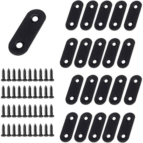 main image of "20pcs Fixing Food Rights Plates, Stainless Steel Heavy Duty Straights Lights Lights, Stainless Steel Flat Squares with 40pcs Repair Screw Furniture Fixing (40x16x2mm)"