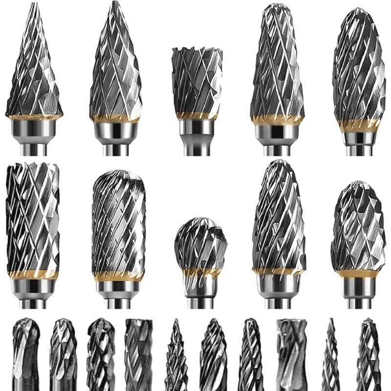 20pcs Fraise Carbure, Ensemble de Fraises Rotatives en Acier au Tungstène, Taille 1/8", pour le Travail du Bois, le Polissage des Métaux, la Gravure,