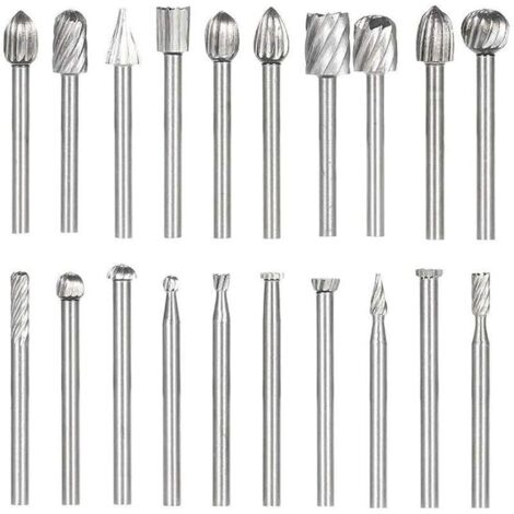 20PCS HSS Coupe Rotative Bavure Fraises Rotatives Fraisage Burr Cutter Outils Bois Pierre Métal Sculpture