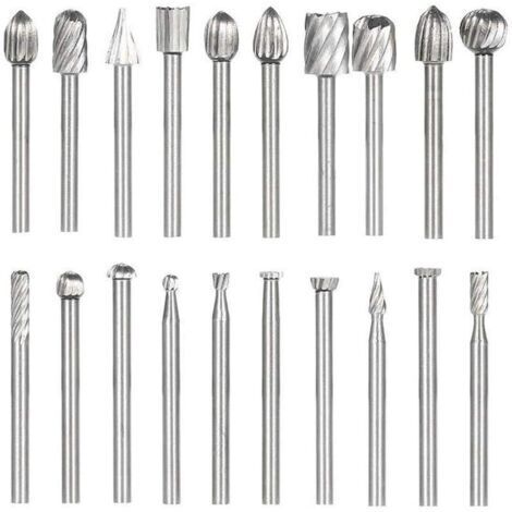 20PCS HSS Coupe Rotative Bavure Fraises Rotatives Fraisage Burr Cutter Outils Bois Pierre Métal Sculpture