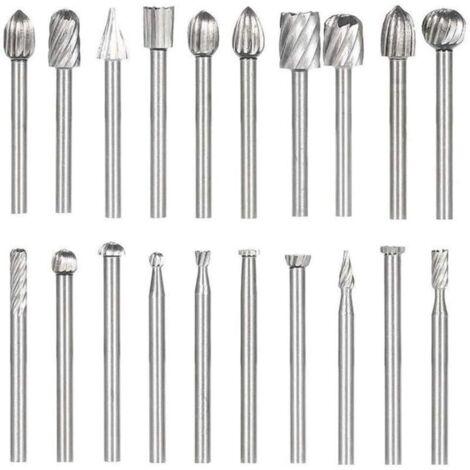 20PCS HSS Coupe Rotative Bavure Fraises Rotatives Fraisage Burr Cutter Outils Bois Pierre Métal Sculpture