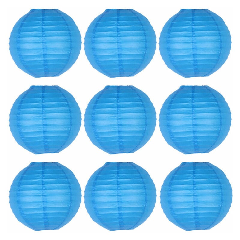 Ensoleille - 20Pcs Lampions Colorés en Papier Blanc Bleu Violet Chinoises Boule Papier Lanternes Asiatique Suspension Décoration pour Intérieurs