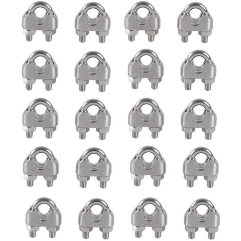 20PCS M4 Cable Clamp U Bolt Wire Rope Clip 304 Stainless Steel Cable Clamp Saddle Wire Rope Clips for Outdoor Clothes Dryer