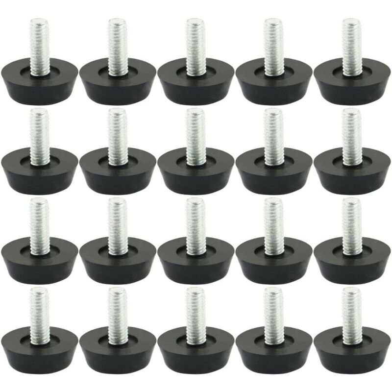 Linghhang - 20pcs M6 x 20mm Adjustable Furniture Leveling Feet Adjustable Foot Pad Furniture Leg Table Chair Base Floor Protection Screw Glide