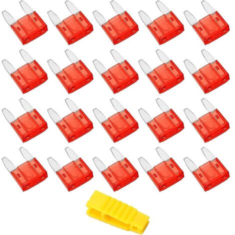 20Pcs Mini Fusible Voiture 10A Fusible Automobile + Extracteur - Fusible pour Auto/RV/Camion/Moto
