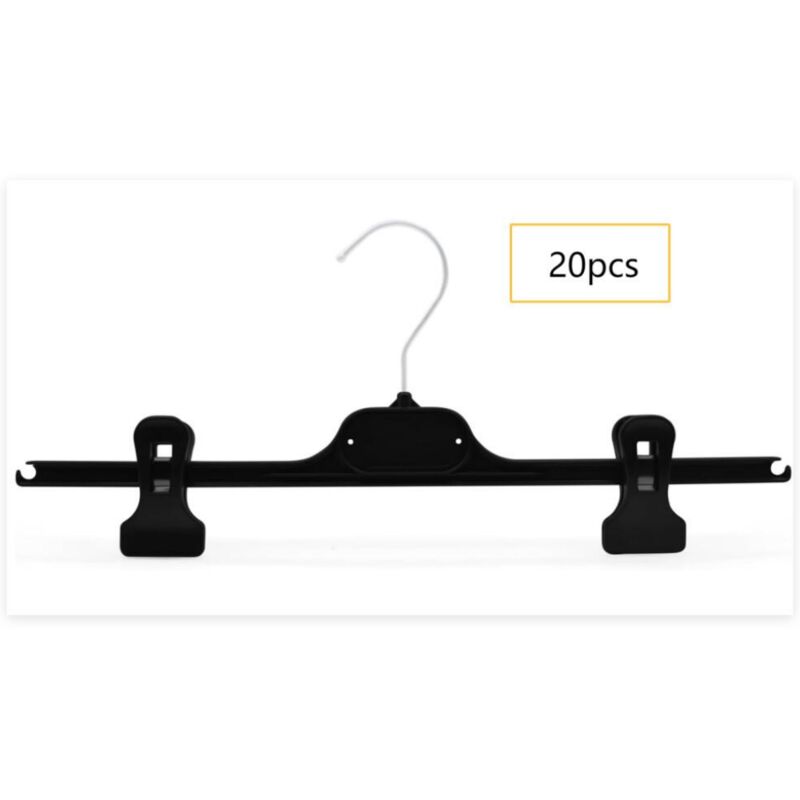 20pcs, Noir Cintres pour Pantalons Cintres avec Pinces Cintres Jupes 36cm Clip Cintres pour Jupes Pantalons